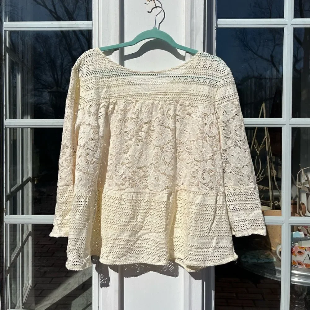 Anthropologie Meadow Rue Lace Cross-back Top NWT